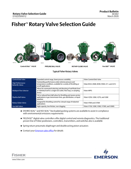 Fisher™ Rotary Valve Selection Guide