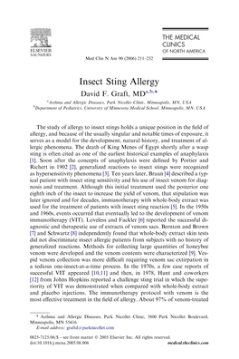 Insect Sting Allergy David F