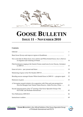Goose Bulletin Issue 11 – November 2010