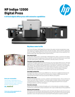 HP Indigo 12000 Digital Press a 29 Inch Digital Offset Press with Extensive Capabilities