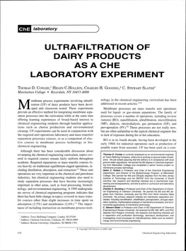 Ultrafiltration of Dairy Products As Ache Laboratory Experiment