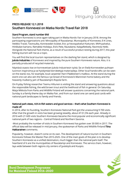 Southern Konnevesi on Matka Nordic Travel Fair 2018