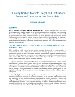 3. Linking Carbon Markets: Legal and Institutional Issues and Lessons for Northeast Asia