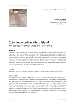 Spinning Wool on Kihnu Island the Ecology of Heritage Sheep and Textile Crafts