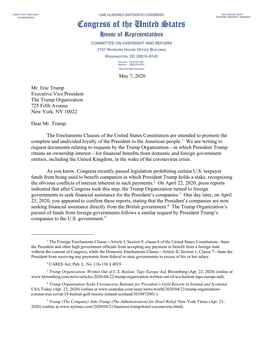 Letter to Eric Trump, Excutive Vice President of the Trump Organization