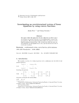 Investigating an Overdetermined System of Linear Equations by Using Convex Functions