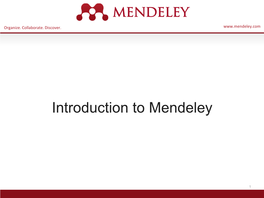 Introduction to Mendeley