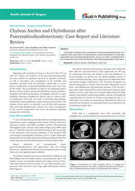 Chylous Ascites and Chylothorax After Pancreaticoduodenectomy: Case Report and Literature Review