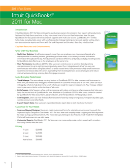 Intuit Quickbooks® 2011 for Mac