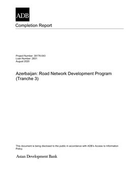 Completion Report Azerbaijan: Road Network Development Program