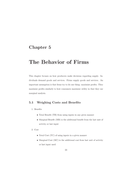The Behavior of Firms