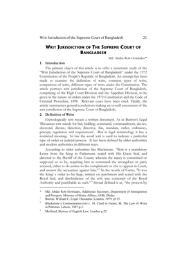 Writ Jurisdiction of the Supreme Court of Bangladesh 21