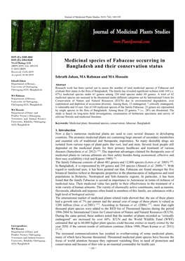 Medicinal Species of Fabaceae Occurring in Bangladesh and Their