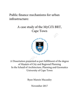 A Case Study of the Myciti BRT, Cape Town