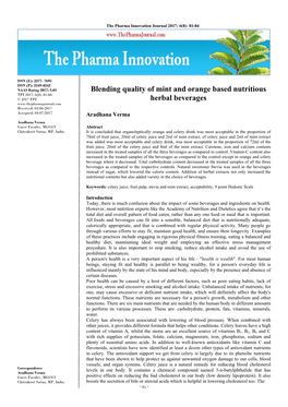Blending Quality of Mint and Orange Based Nutritious Herbal Beverages