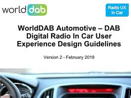 Worlddab Automotive – DAB Digital Radio in Car User Experience Design Guidelines