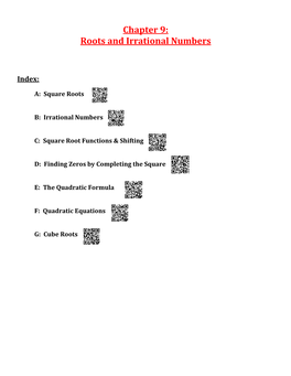 Chapter 9: Roots and Irrational Numbers