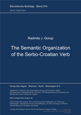 The Semantic Organization of the Serbo-Croatian Verb