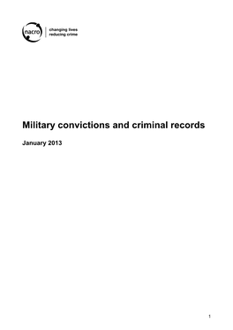 By Nacro Nacro Briefing on Military Convictions and Criminal Records