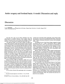 Antler Orogeny and Foreland Basin: a Model: Discussion and Reply