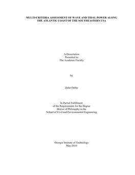 Multi-Criteria Assessment of Wave and Tidal Power Along the Atlantic Coast of the Southeastern Usa