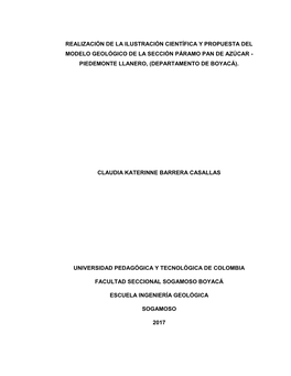 Realización De La Ilustración Científica Y Propuesta Del Modelo Geológico De La Sección Páramo Pan De Azúcar - Piedemonte Llanero, (Departamento De Boyacá)