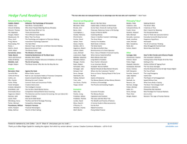 Hedge Fund Reading List "The Man Who Does Not Read Good Books Has No Advantage Over the Man Who Can't Read Them." - Mark Twain