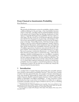 From Classical to Intuitionistic Probability 1 Introduction