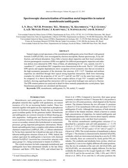 Spectroscopic Characterization of Transition Metal Impurities in Natural Montebrasite/Amblygonite