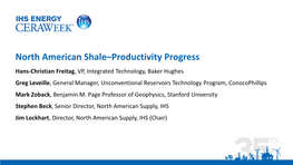 North American Shale–Productivity Progress