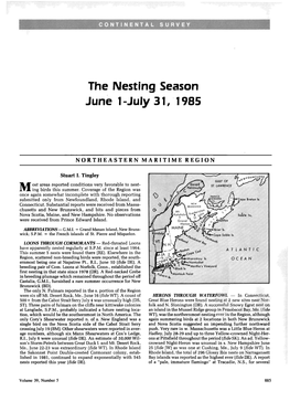 The Nesting Season June 1-July 31, 1985