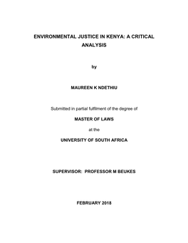 Environmental Justice in Kenya: a Critical Analysis