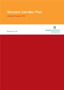 Western Corridor Plan Adopted August 2012 Western Corridor Plan 2012 Adopted August 2012