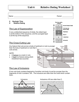 SW Science 10 Unit 6 Relative Dating Worksheet