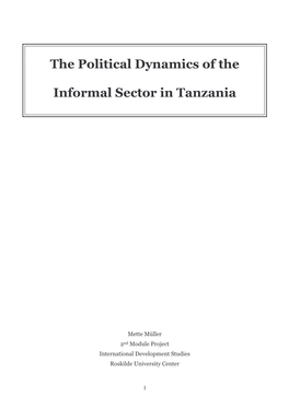 The Political Dynamics of the Informal Sector in Tanzania