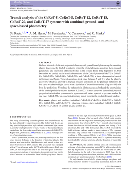 Transit Analysis of the Corot-5, Corot-8, Corot-12, Corot-18