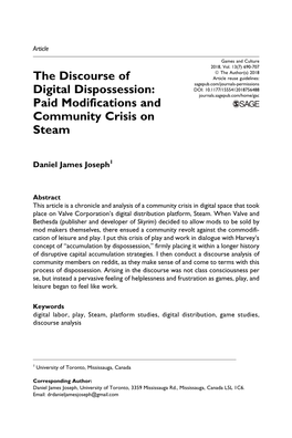 The Discourse of Digital Dispossession