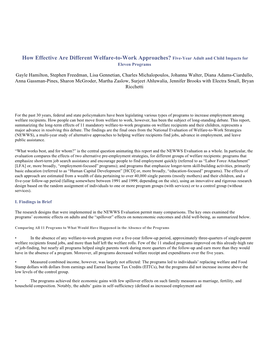 How Effective Are Different Welfare-To-Work Approaches? Five-Year Adult and Child Impacts for Eleven Programs