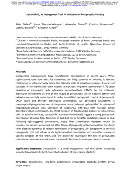 Synaptopac, an Optogenetic Tool for Induction of Presynaptic Plasticity