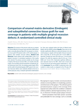 Emdogain) and Subepithelial Connective Tissue Graft for Root Coverage in Patients with Multiple Gingival Recession Defects: a Randomized Controlled Clinical Study