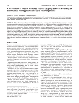 Coupling Between Refolding of the Influenza Hemagglutinin and Lipid Rearrangements