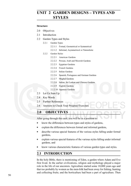 Unit 2 Garden Designs – Types and Styles