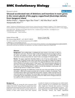 Unusual Accelerated Rate of Deletions and Insertions in Toxin Genes in The