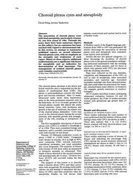 Choroid Plexus Cysts and Aneuploidy