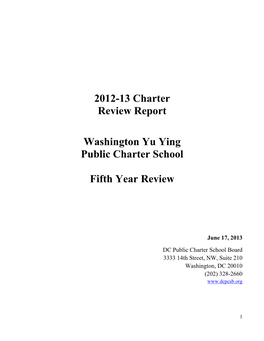 2012-13 Charter Review Report Washington Yu Ying