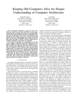 Keeping Old Computers Alive for Deeper Understanding of Computer Architecture