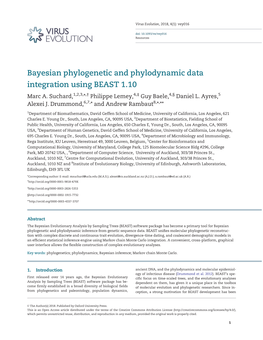 Bayesian Phylogenetic and Phylodynamic Data Integration Using BEAST 1.10 Marc A