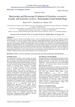 Macroscopic and Microscopic Evaluation of Galanthus Woronowii Losinsk