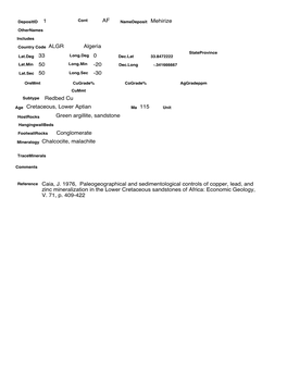 USGS Open-File Report 03-107, V. 1.3, Database Record Pages