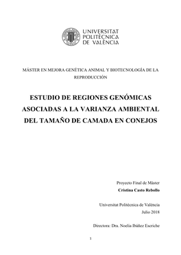 Estudio De Regiones Genómicas Asociadas a La Varianza Ambiental Del Tamaño De Camada En Conejos